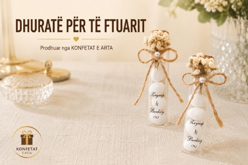 konfeta xhami me shkrime ose data te personalizuar