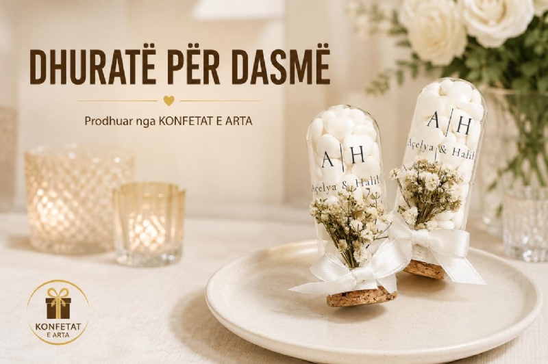 konfeta xhami me shkrime ose data te personalizuar